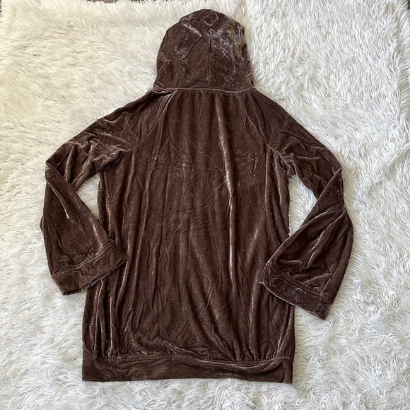 Essue Women’s Paris full zip  Hooded Toffee Velvet Jacket Brow /Cream Medium - Picture 11 of 13